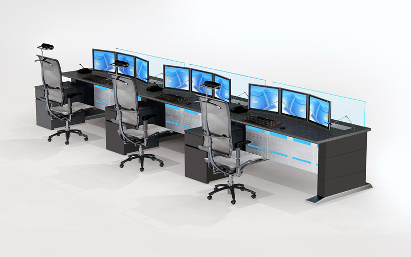 監控台3d模型效果圖
