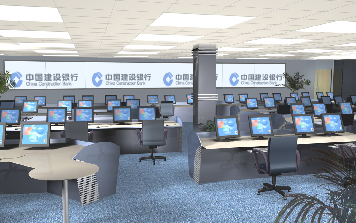 調度指揮中心控製台室內效果圖